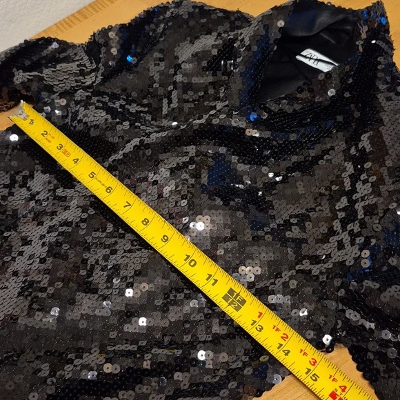 Zara Black Sequined Coat - Picture 10 of 13